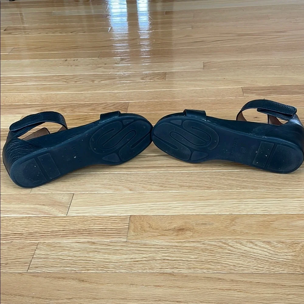gentle souls Black Leather Wedge Sandals - Picture 3 of 3